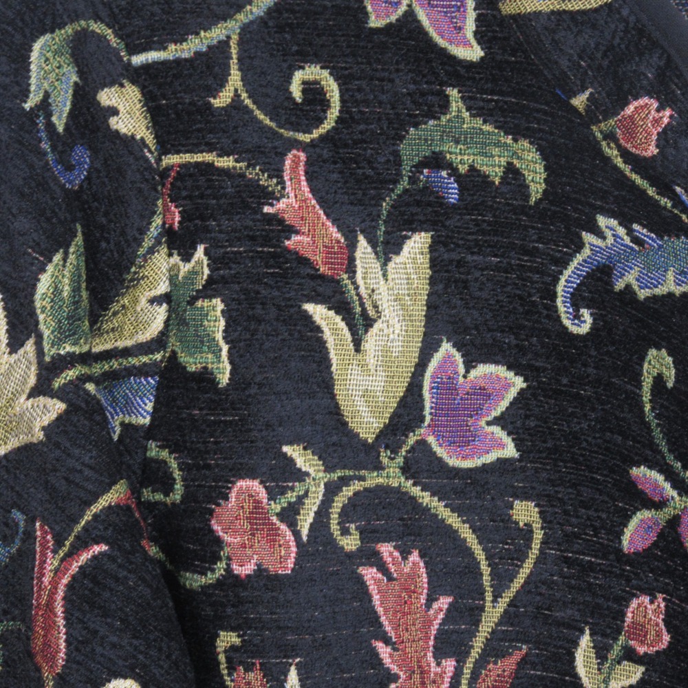 Serengeti Womens Tapestry Jacket Black Floral Vine Open Front Pockets Size Med - Picture 10 of 14